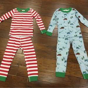 Hanna Andersson Holiday Red/White/Green Stripe & Vehicle Tree Long John 100 lot